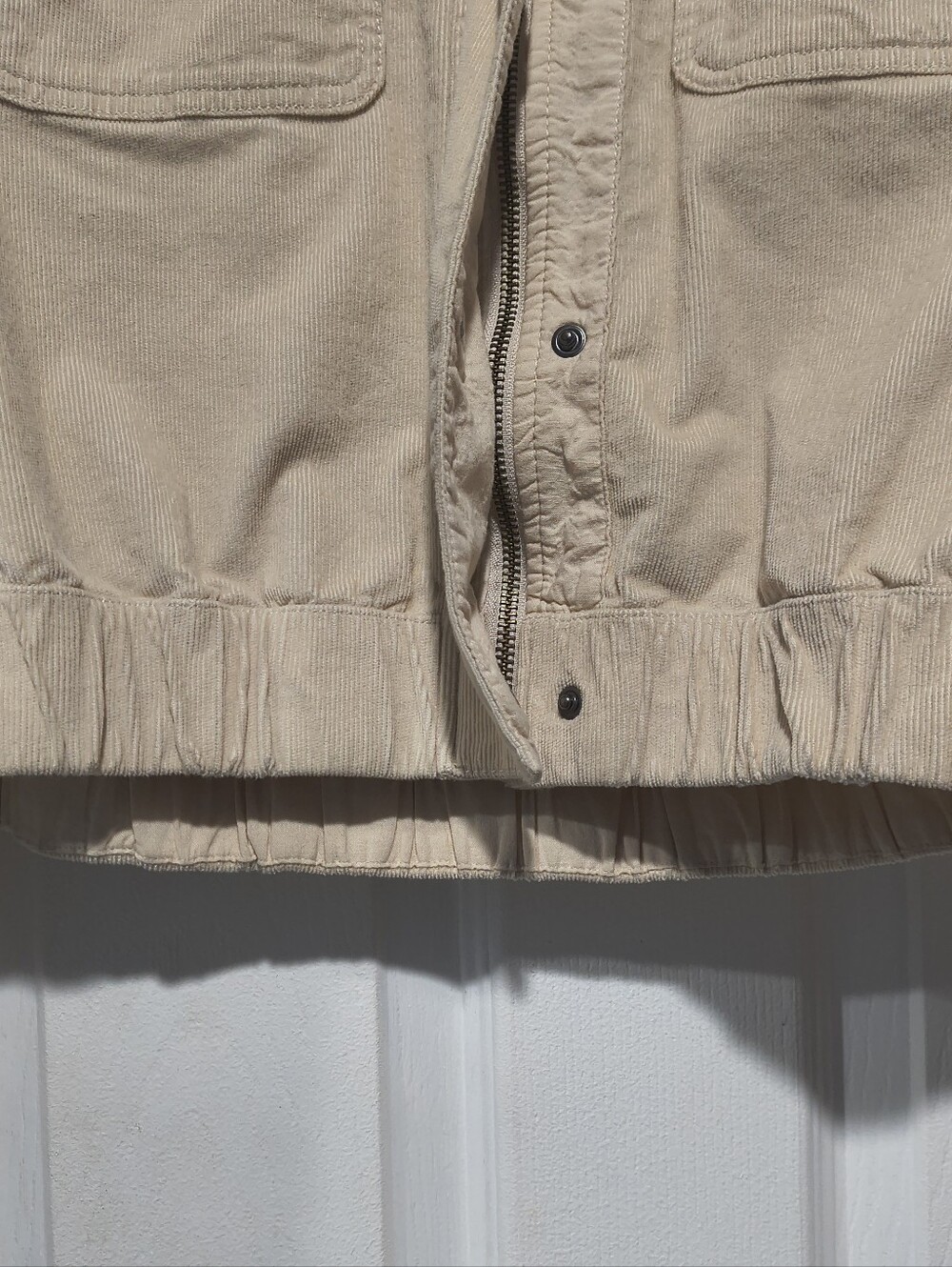 Pact Organic Cotton Corduroy Cropped Bomber Utility Jacket Beige - Size M - Picture 7 of 14